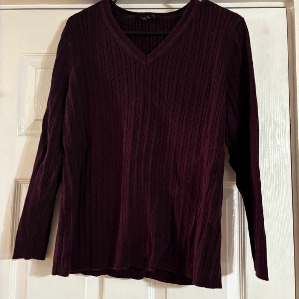 Tommy Hilfiger Women's V-Neck Sweater - Dark Purple